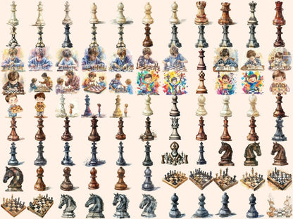 Chess Watercolor Clipart Checkmate Art - Wonders Artist