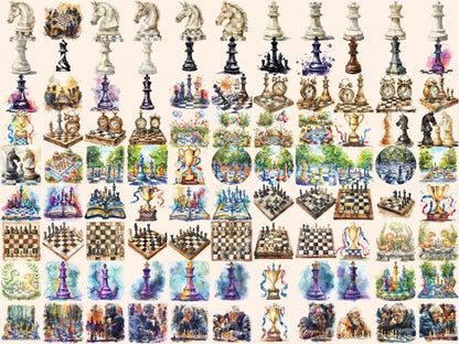 Chess Watercolor Clipart Checkmate Art - Wonders Artist