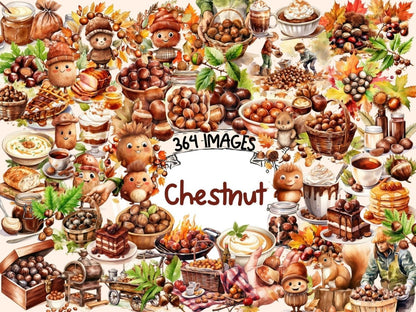Chestnut Watercolor Clipart autumn nut clipart - Wonders Artist