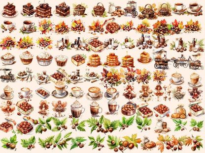 Chestnut Watercolor Clipart autumn nut clipart - Wonders Artist