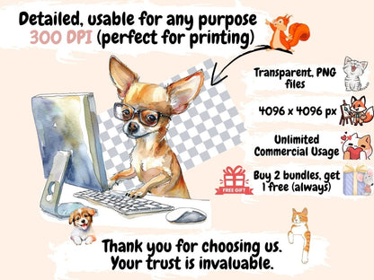 Chihuahuas Watercolor Clipart chihuahua clipart - Wonders Artist