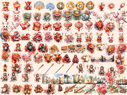 Chinese New Year Watercolor Clipart china clipart - Wonders Artist