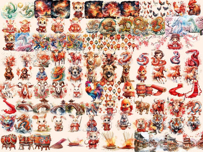Chinese New Year Watercolor Clipart china clipart - Wonders Artist