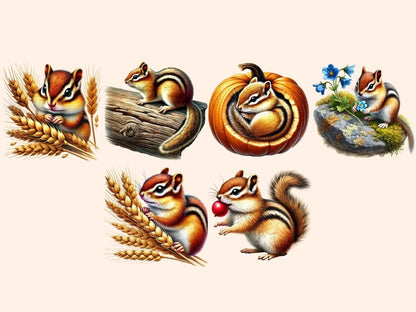Chipmunks (P1) Clipart autumn critter png - Wonders Artist
