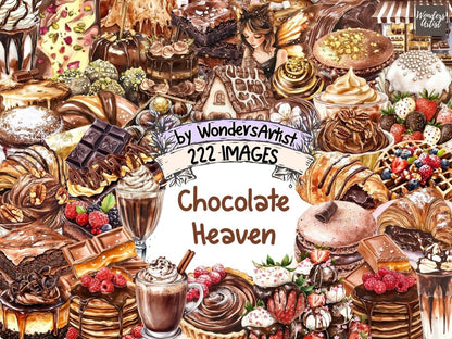 Chocolate Heaven Watercolor Clipart bakery clipart candy clipart chocolate bar png - WondersArtist