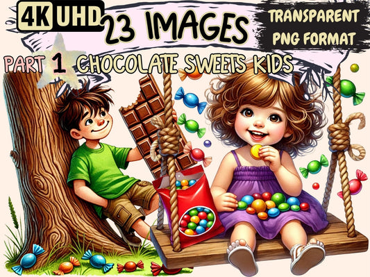 Chocolate Sweets Kids Clipart - High - Quality Instant Digital Download for Creative Projects