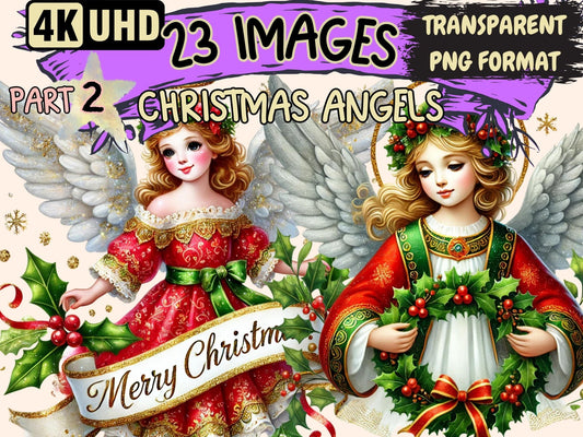 Christmas Angels (P2) Clipart - High - Quality Instant Digital Download for Creative Projects