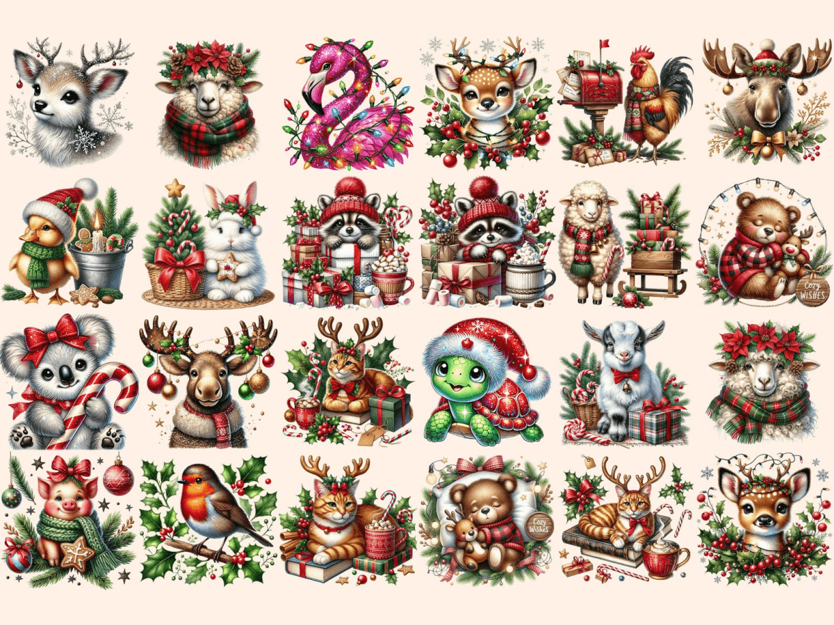 Christmas Animals Clipart Animal Clipart Animal Illustrations autopost - WondersArtist