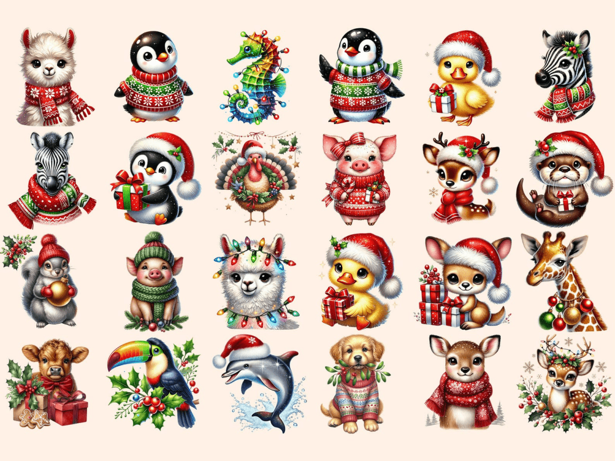Christmas Animals Clipart Animal Clipart Animal Illustrations autopost - WondersArtist