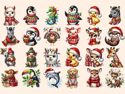 Christmas Animals Clipart Animal Clipart Animal Illustrations autopost - WondersArtist