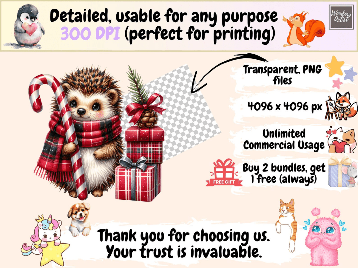 Christmas Animals Clipart Animal Clipart Animal Illustrations autopost - WondersArtist