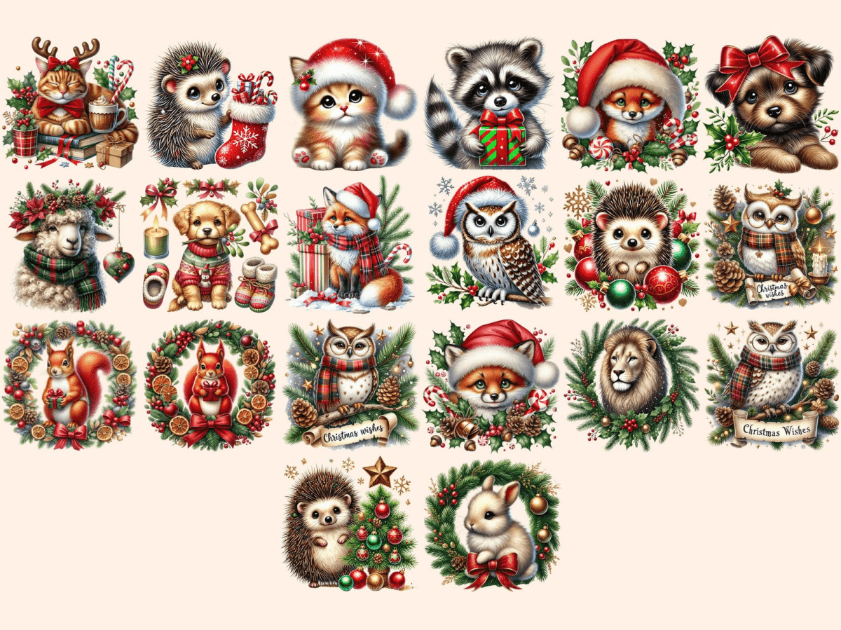 Christmas Animals Clipart Animal Clipart Animal Illustrations autopost - WondersArtist