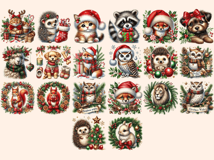 Christmas Animals Clipart Animal Clipart Animal Illustrations autopost - WondersArtist