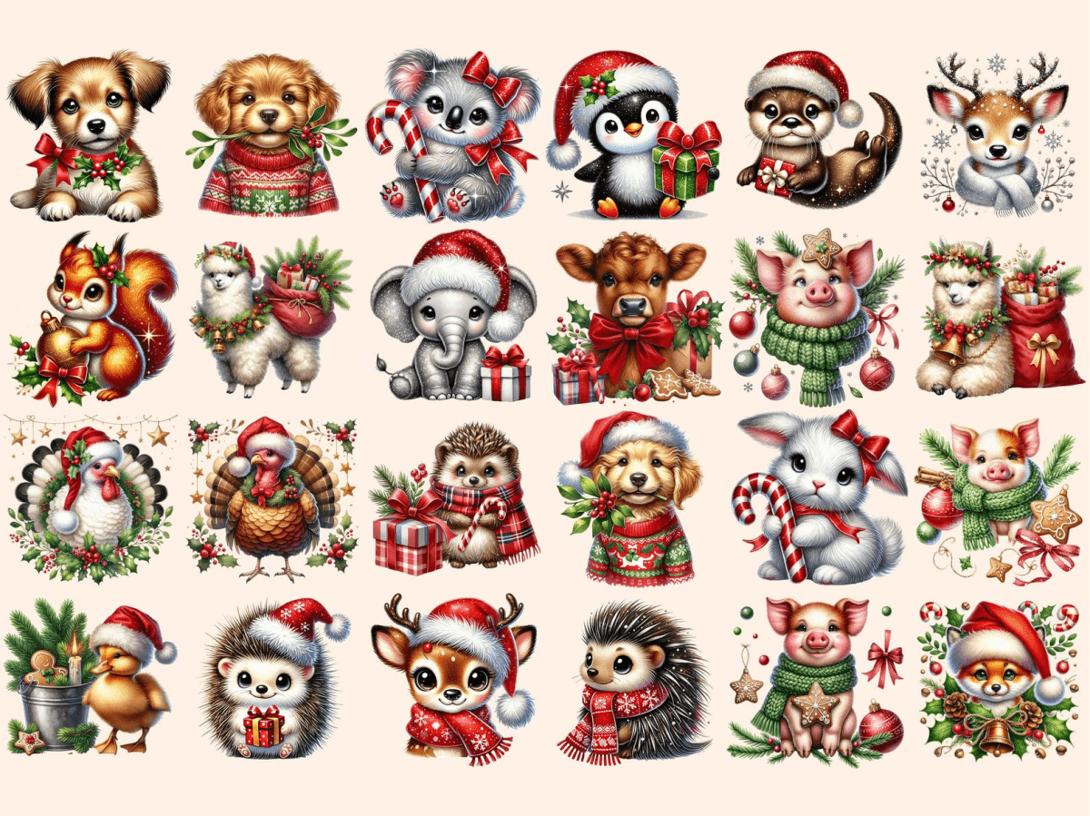 Christmas Animals Clipart Animal Clipart Animal Illustrations autopost - WondersArtist
