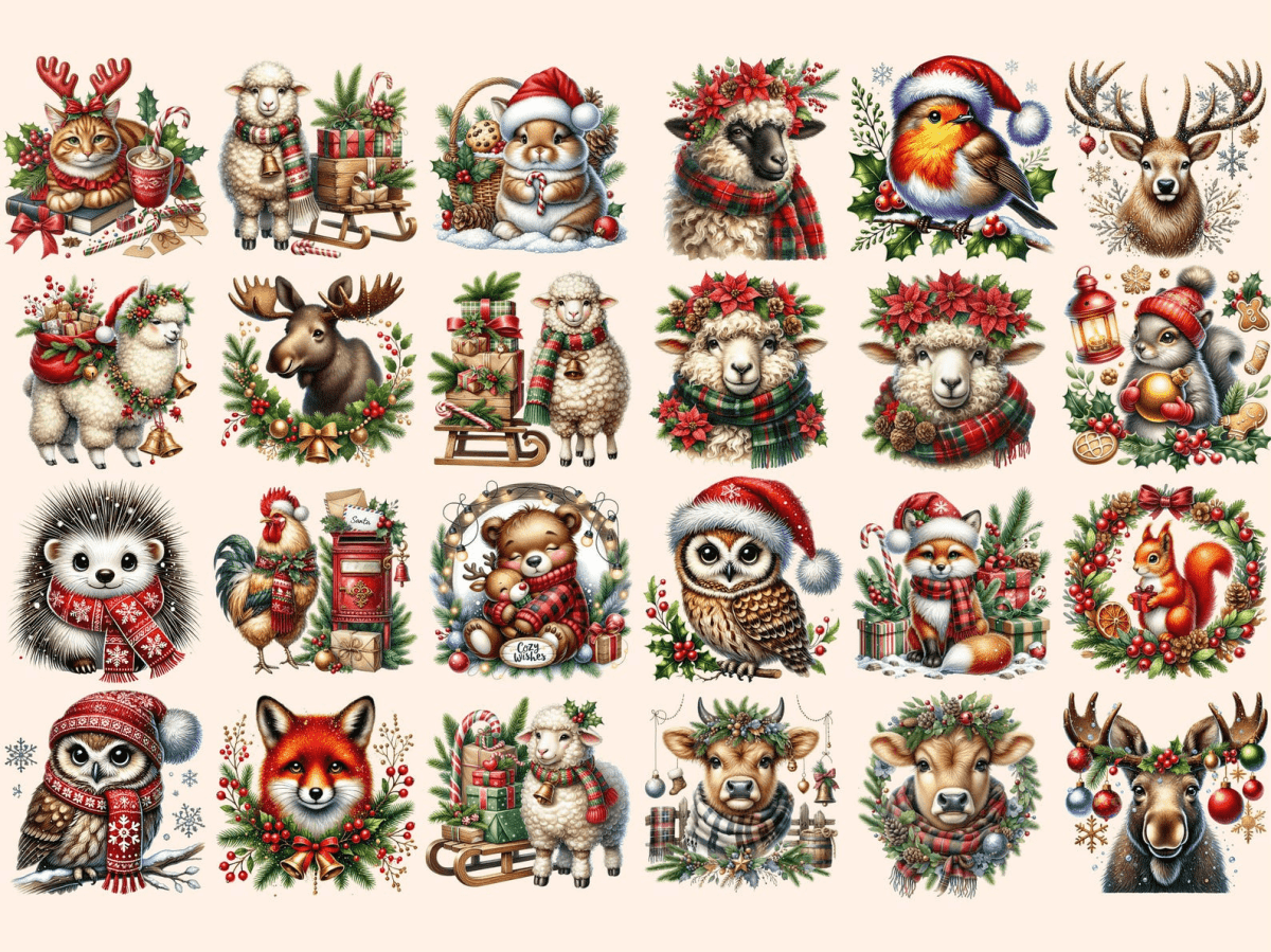 Christmas Animals Clipart Animal Clipart Animal Illustrations autopost - WondersArtist