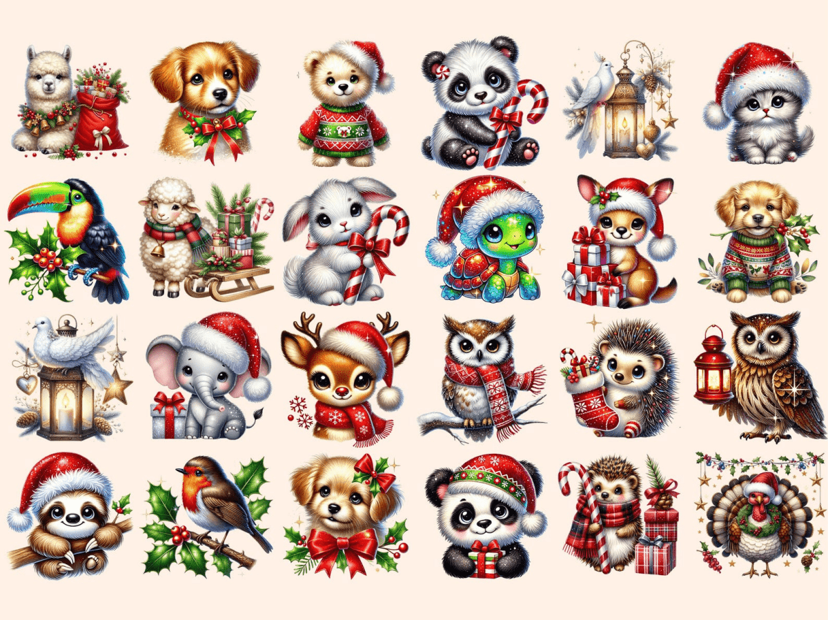Christmas Animals Clipart Animal Clipart Animal Illustrations autopost - WondersArtist
