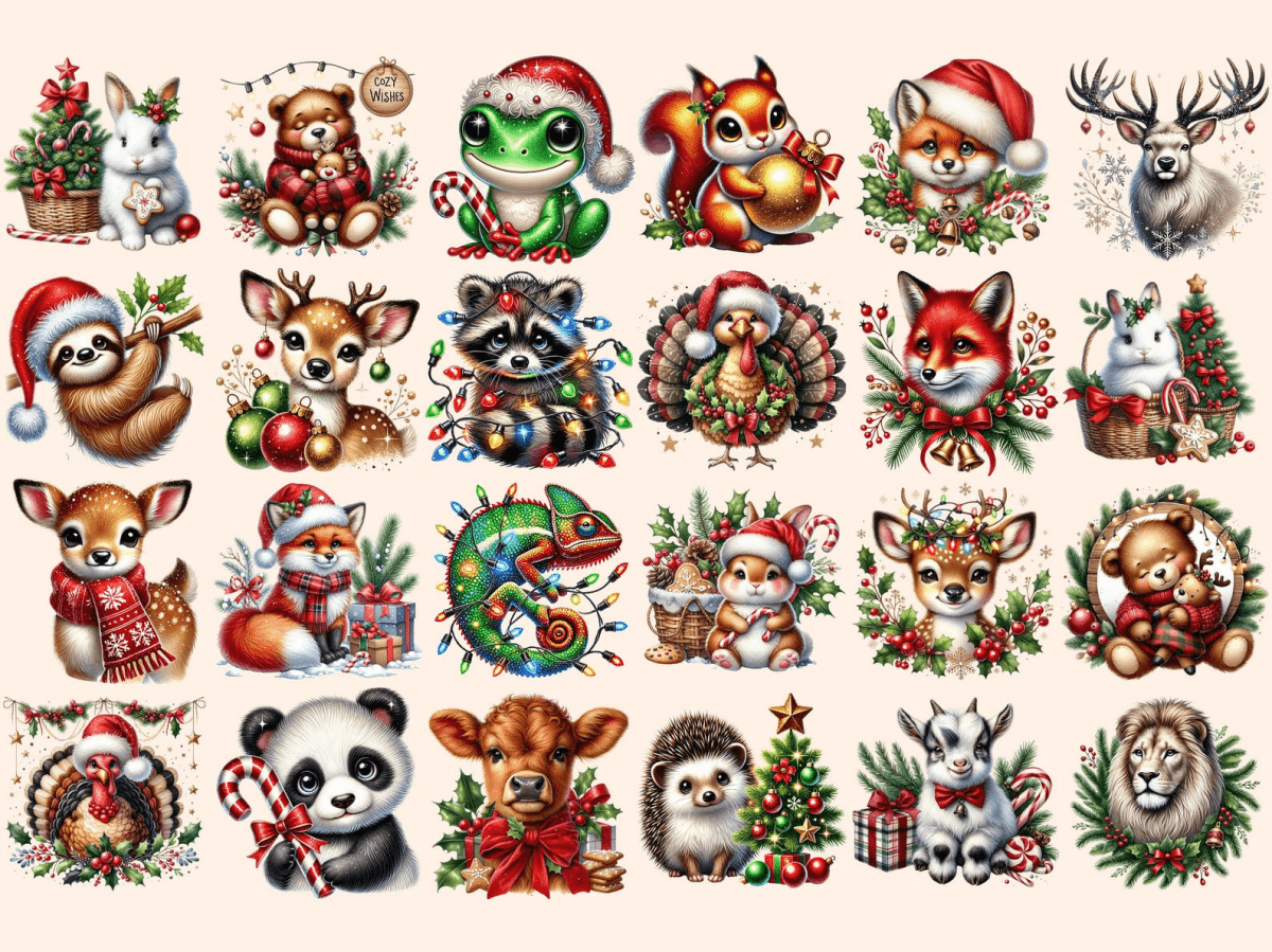 Christmas Animals Clipart Animal Clipart Animal Illustrations autopost - WondersArtist