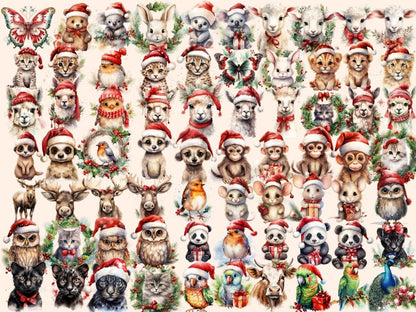 Christmas Animals Watercolor Clipart christmas clipart - Wonders Artist
