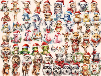 Christmas Animals Watercolor Clipart christmas clipart - Wonders Artist