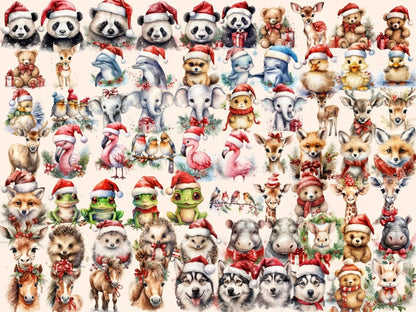 Christmas Animals Watercolor Clipart christmas clipart - Wonders Artist