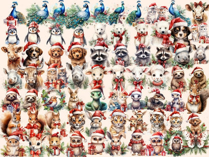 Christmas Animals Watercolor Clipart christmas clipart - Wonders Artist