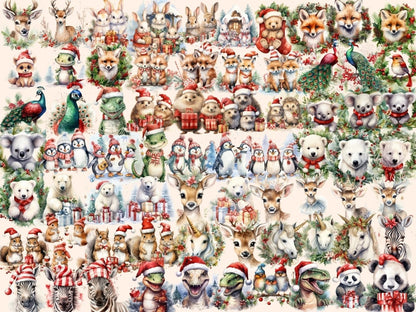 Christmas Animals Watercolor Clipart christmas clipart - Wonders Artist