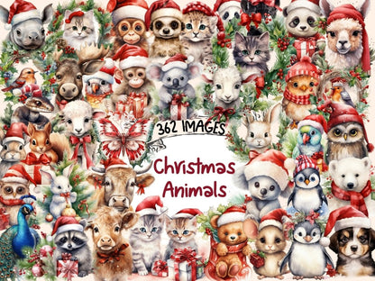 Christmas Animals Watercolor Clipart christmas clipart - Wonders Artist
