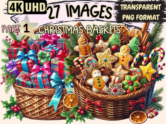 Christmas Baskets Clipart Basket of Gifts - Wonders Artist