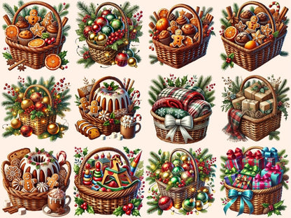 Christmas Baskets Clipart Basket of Gifts - Wonders Artist