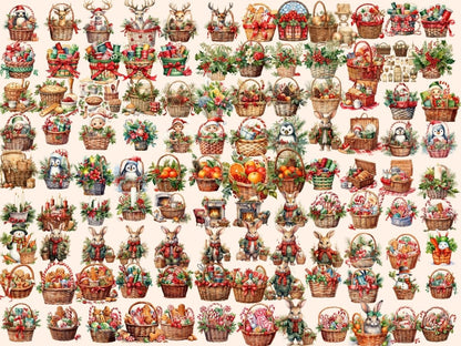 Christmas Baskets Watercolor Clipart christmas bag png - Wonders Artist