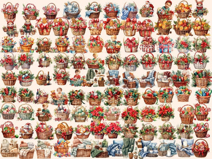 Christmas Baskets Watercolor Clipart christmas bag png - Wonders Artist