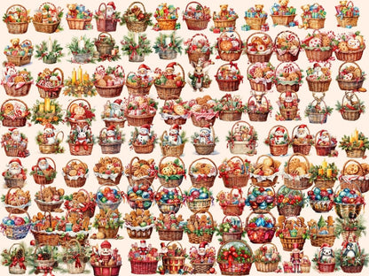 Christmas Baskets Watercolor Clipart christmas bag png - Wonders Artist