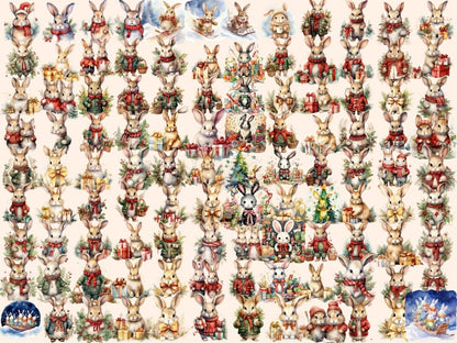 Christmas Bunnies Watercolor Clipart bunny clipart - Wonders Artist