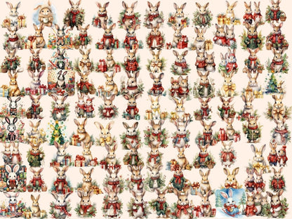 Christmas Bunnies Watercolor Clipart bunny clipart - Wonders Artist