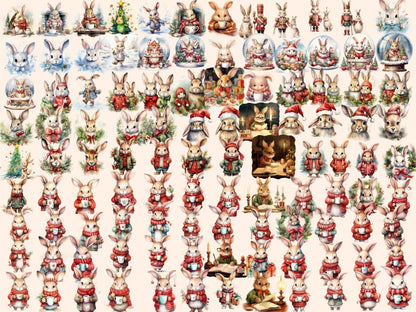 Christmas Bunnies Watercolor Clipart bunny clipart - Wonders Artist