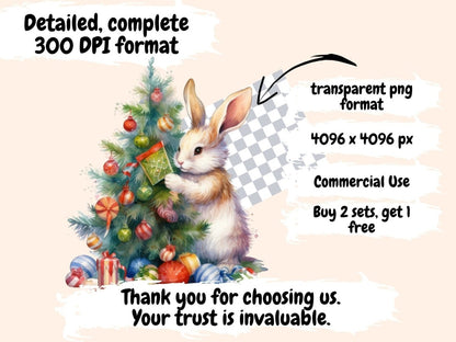 Christmas Bunnies Watercolor Clipart bunny clipart - Wonders Artist