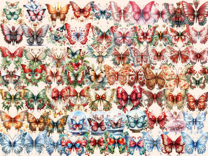 Christmas Butterflies Watercolor Clipart butterflies clipart - Wonders Artist