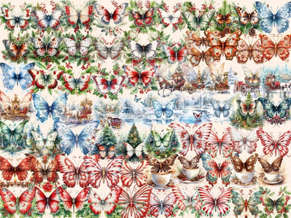 Christmas Butterflies Watercolor Clipart butterflies clipart - Wonders Artist