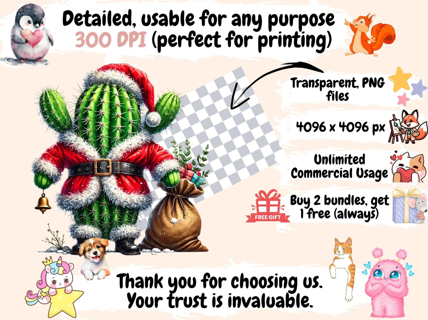 Christmas Cactus (P1) Clipart - High - Quality Instant Digital Download for Creative Projects