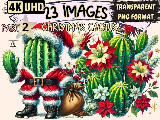 Christmas Cactus (P2) Clipart - High - Quality Instant Digital Download for Creative Projects