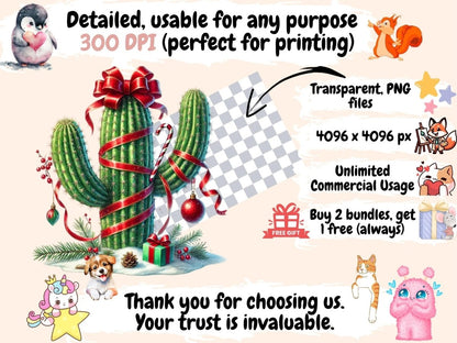 Christmas Cactus (P2) Clipart Cactus Decorations - Wonders Artist
