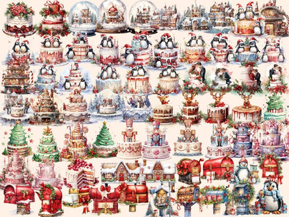 Christmas Cakes Watercolor Clipart cake clipart - Wonders Artist