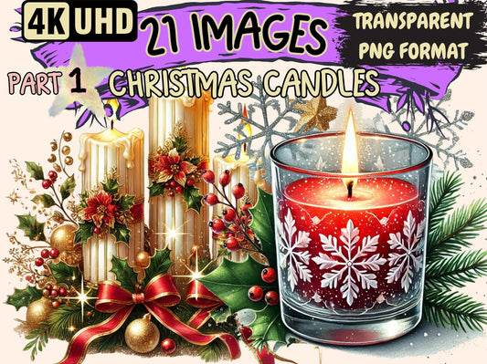 Christmas Candles Clipart - High - Quality Instant Digital Download for Creative Projects