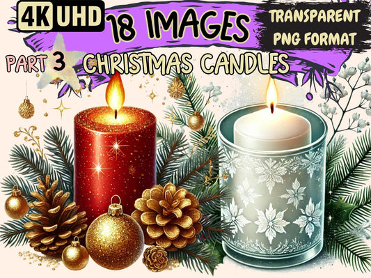 Christmas Candles (P3) Clipart - High - Quality Instant Digital Download for Creative Projects