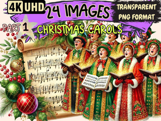 Christmas Carols Clipart - High - Quality Instant Digital Download for Creative Projects