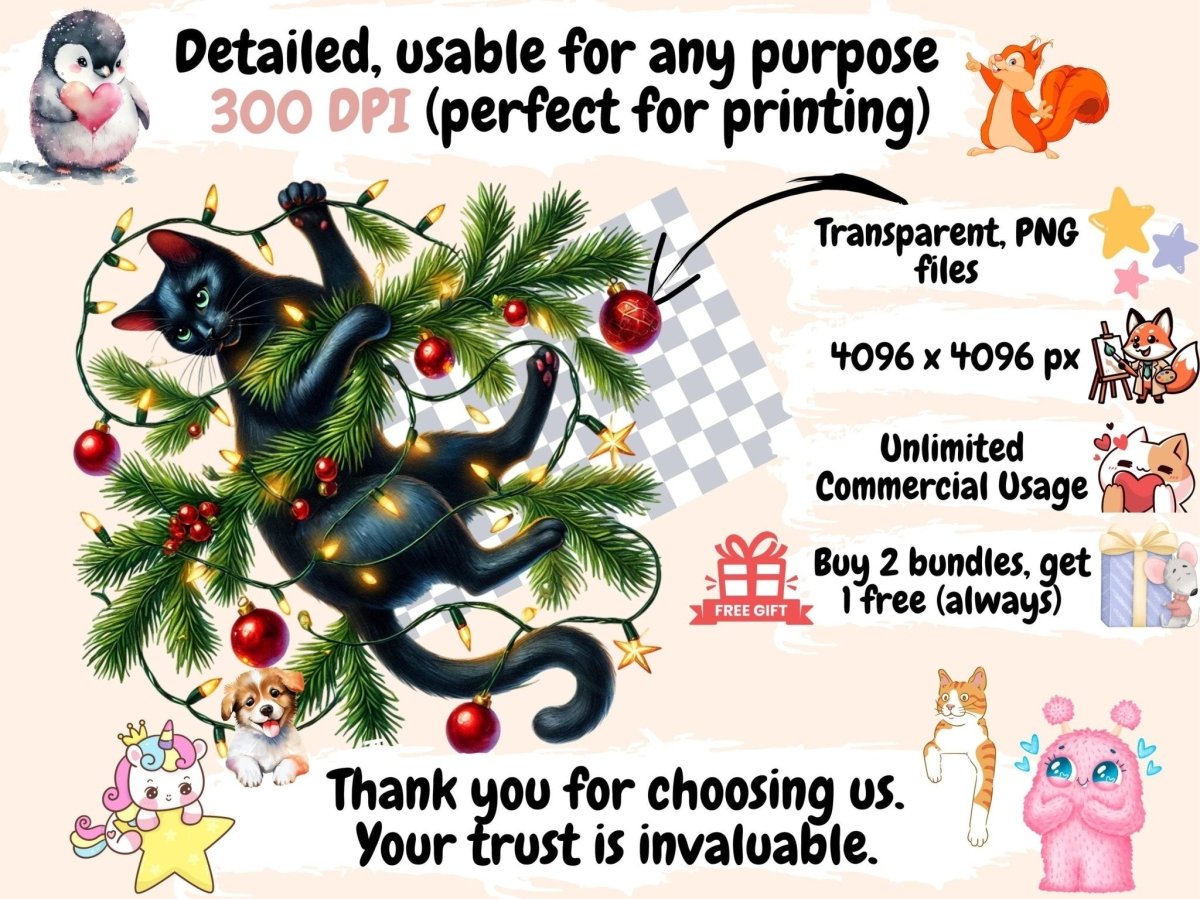 Christmas Cats (P2) Clipart Cat Clipart - Wonders Artist