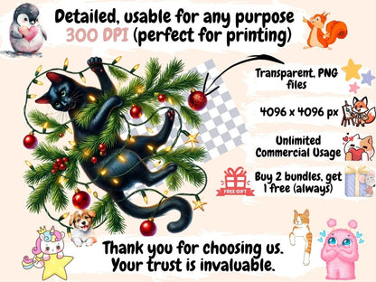 Christmas Cats (P2) Clipart Cat Clipart - Wonders Artist