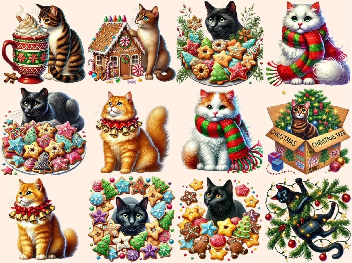 Christmas Cats (P2) Clipart Cat Clipart - Wonders Artist
