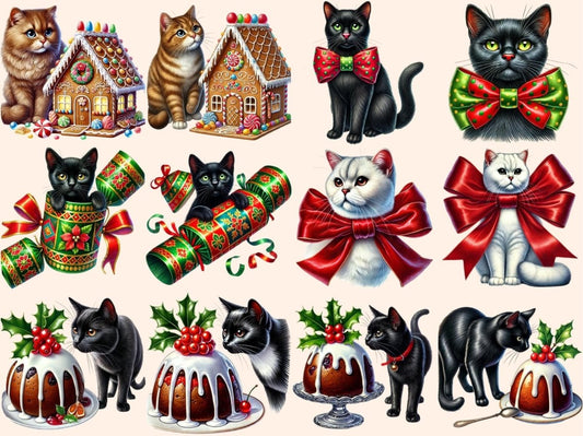 Vánoční kočky (P3) Clipart