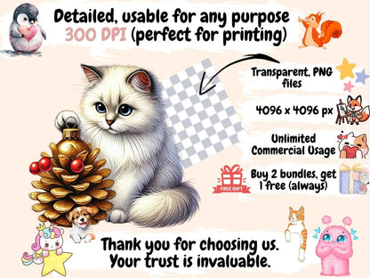 Christmas Cats (P4) Clipart Cat Clipart - Wonders Artist